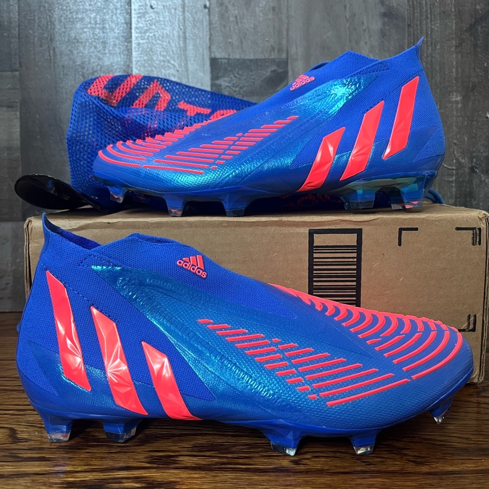 Adidas Predator Edge+ FG Mens Soccer Cleats Hi-Res Blue/Turbo Size 10 W/bag